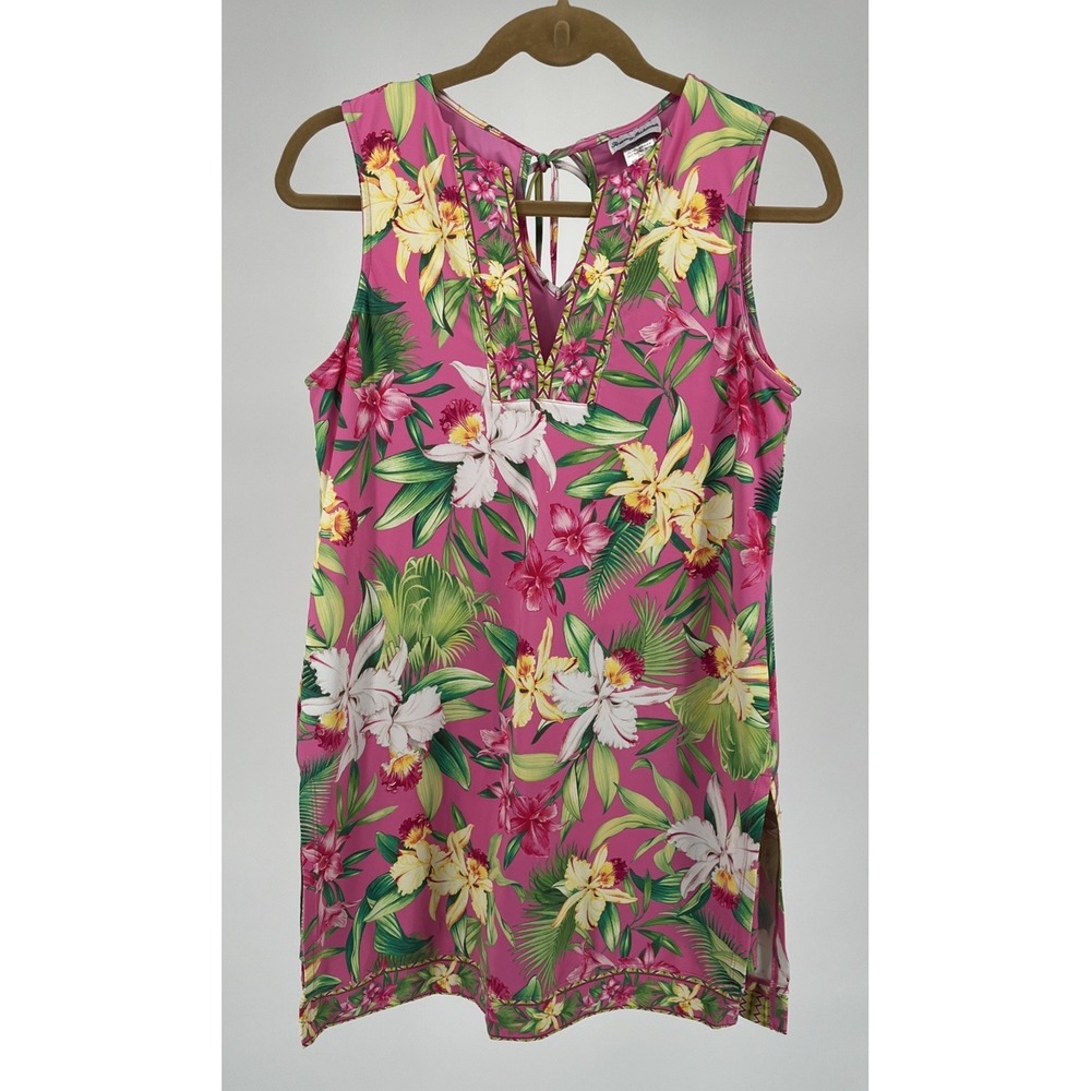 Tommy Bahama Dress Skort Pink Size Small Floral Knee Length Sleeveless Stretchy